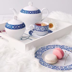 سرویس چینی 102 پارچه غذاخوری چینی زرین ایران سری ایتالیا اف مدل میبد