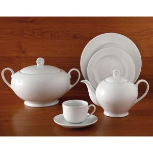 سرویس 76 پارچه چینی زرین سری یاسمن مدل سفید