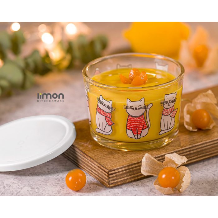 ظرف شیشه ای لیمون درب دار 190 میلی لیتر چاپ دار 2068358