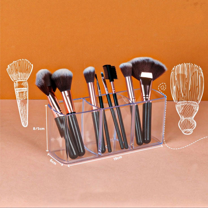 استند آرایشی براش سورباس مستطیل 3 خانه ساده کد 7002