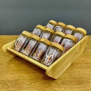 جا ادویه تخت کشویی 12 تایی اوکاسیا (چوب تیره)