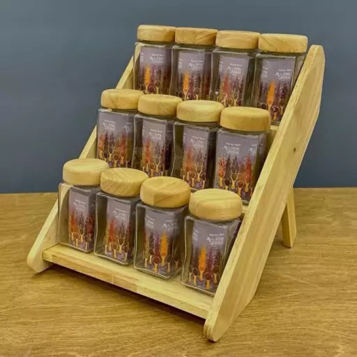 جا ادویه تخت کشویی 12 تایی اوکاسیا (چوب تیره)