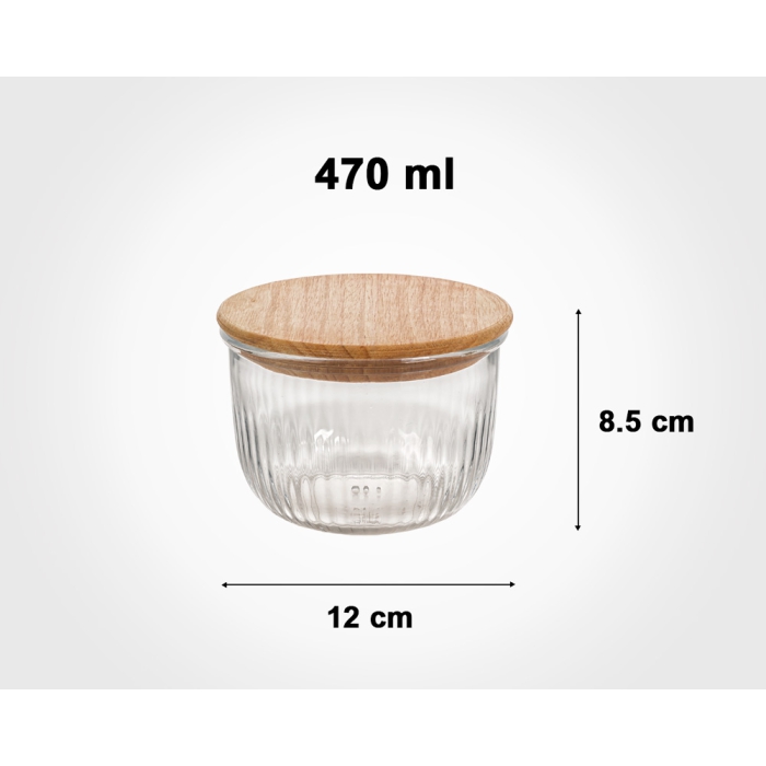 ظرف شیشه ای گرد لیمون در چوبی 470 میلی لیتر کد 217559 - Image 4