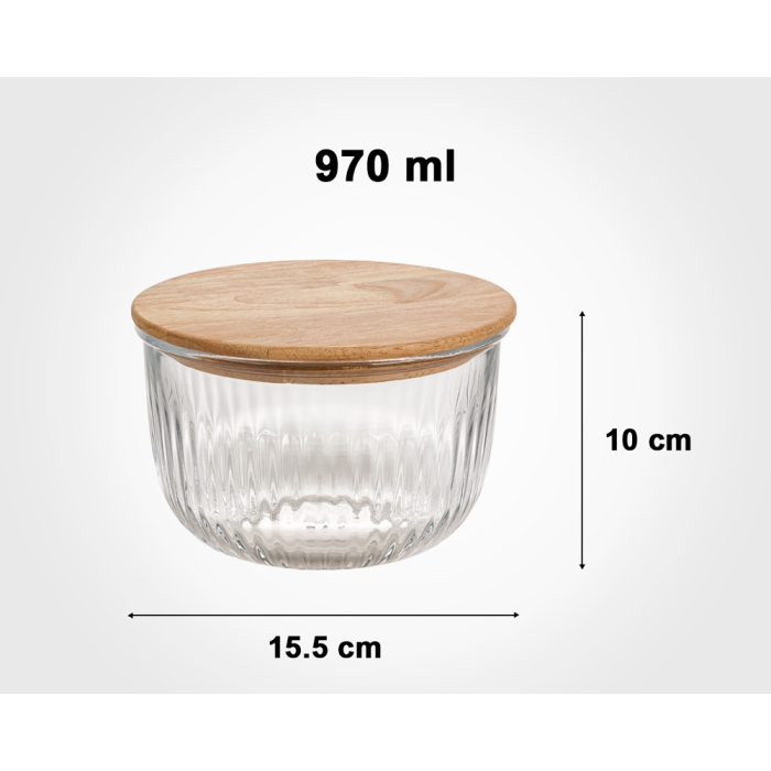 ظرف شیشه ای لیمون گرد در چوبی 970 میلی لیتر کد 217659 - Image 4