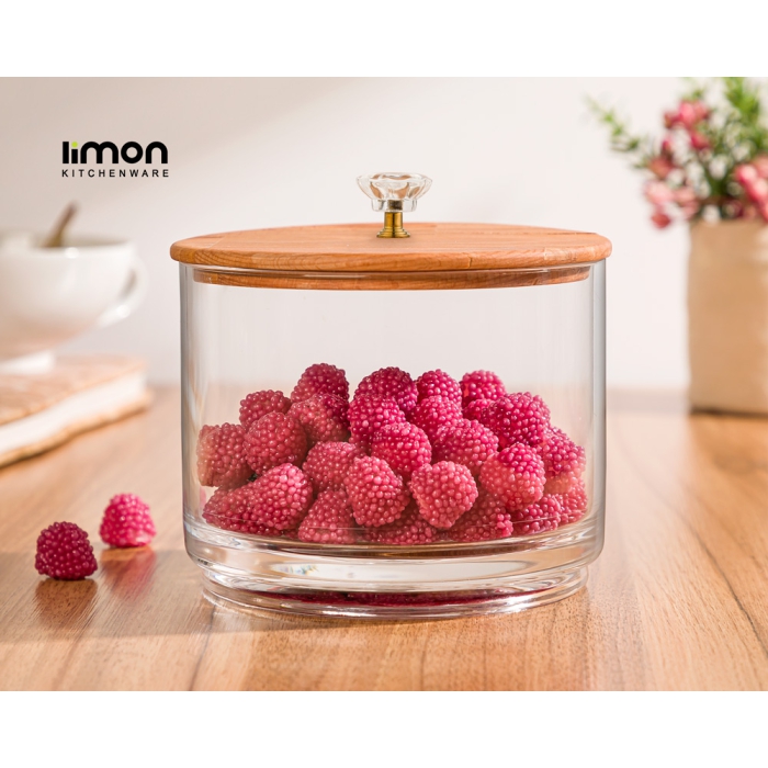 ظرف شکلات یک طبقه با درب چوبی لیمون کد 217859