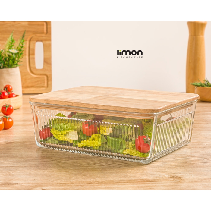 ظرف شیشه ای لیمون در چوبی 2.250 لیتر کد 219259