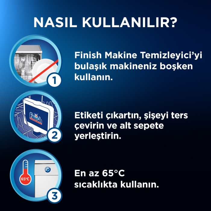مایع جرم گیر ماشین ظرفشویی فینیش مدل Hijyenik Blue حجم 250 میلی لیتر