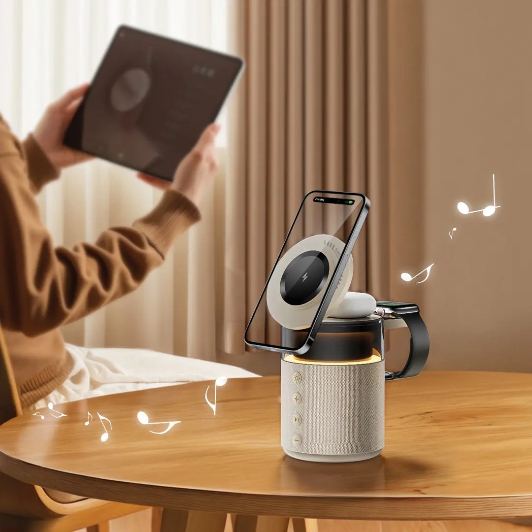 شارژر وایرلس و اسپیکر گرین لاین Green Lion 5 in 1 Wireless Charger - Image 3